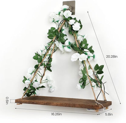 JOPSTDI Floating Shelves for Wall,Plant Wall Decor,Hanging Shelf,Cottage Core Decor,Room Decor Aesthetic,Trinket Shelf,Hanging Shelves,Floating Shelves for No Drilling,Two-Piece Set