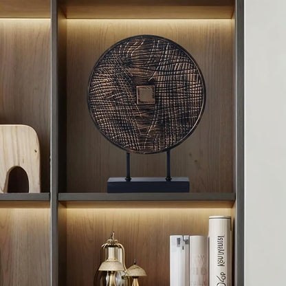 Round Sculpture Decorative Objects Shelf Decor Aesthetic Home Decor Items Accents for Living Room Console Table Decorations (Black C)