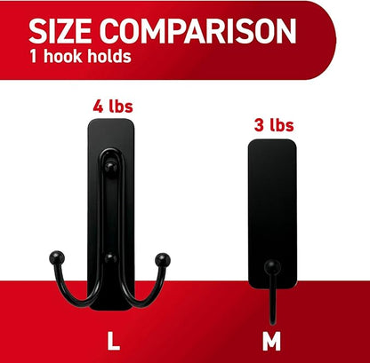 Command Medium Matte Black Wall Hook, 2 Coat Hooks and 4 Strips, Damage-Free Hanging with Adhesive, No Tools Great for Hanging Home Decor, Holds up to 3 lb