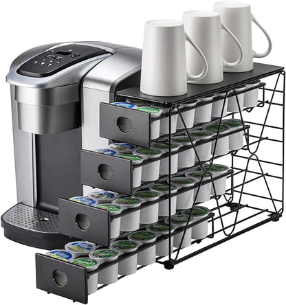 FlagShip K Cup Holder for Keurig Pod K Cup Storage 4 Tier K Cup Drawer Organizer for Counter (56 Pods Capacity)