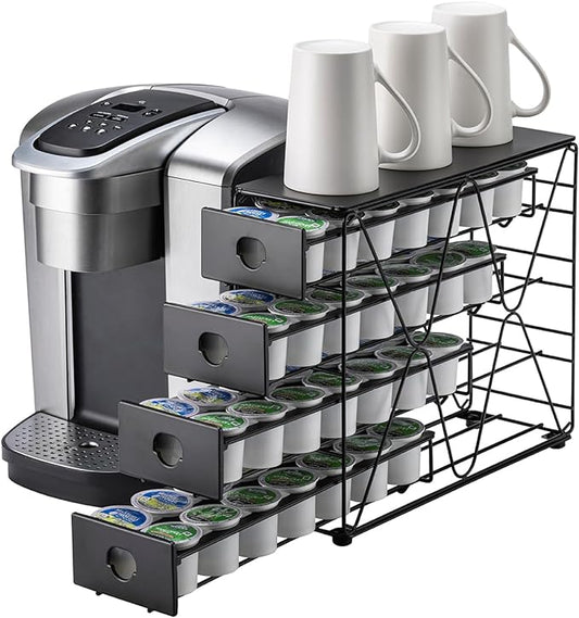 FlagShip K Cup Holder for Keurig Pod K Cup Storage 4 Tier K Cup Drawer Organizer for Counter (56 Pods Capacity)