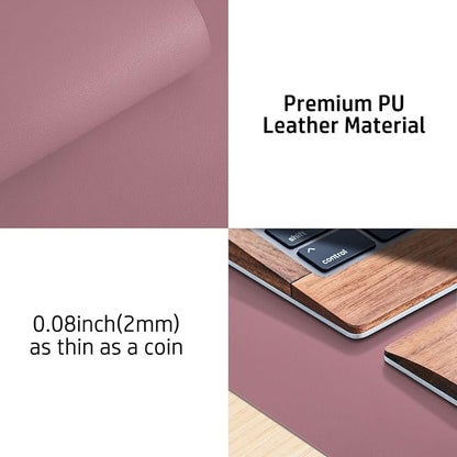 Leather Desk Pad Protector,Mouse Pad,Office Desk Mat,Non-Slip PU Leather Desk Blotter,Laptop Desk Pad,Waterproof Desk Writing Pad for Office and Home (Dark Pink,23.6" x 13.7")