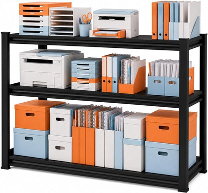 Printer Stand with Storage, 3-Tier Industrial Heavy Duty All-Metal Office Organizer Shelf, Space-Saving Storage Rack for Printer, Scanner, Copier, Paper and Office Supplies, Black,31.5"H×27.6"W×13.8"D