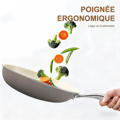9.25 Inch and 11 inch Ceramic Nonstick Frying Pan Skillet - PFAS-Free, Non-Toxic, Oven Safe & Induction Ready, Aluminum Cookware with Stainless Steel Handle