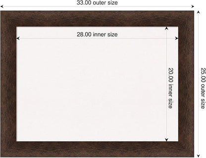 Amanti Art White Cork Board for Wall, 25x33 Vision Board with Brown Wood Frame, Medium Corkboard Office Decor for Home Organization, Casual Corkboard Pinboard to display items for home organization