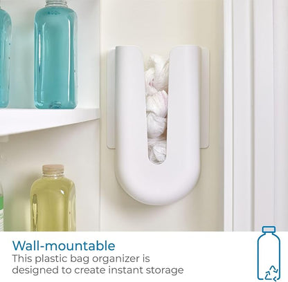 iDesign Recycled Plastic Grocery Bag Holder and Dispenser – 4.03” L x 8.3” W x 12.5” H, White