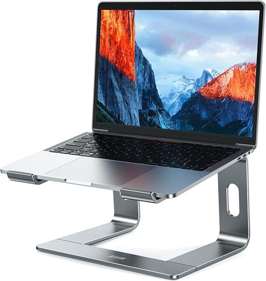 BESIGN LS03 Aluminum Laptop Stand, Ergonomic Detachable Computer Stand, Notebook Holder, Laptop Mount Compatible with Air, Pro, Dell, HP, Lenovo More 10-15.6" Laptops, Gray