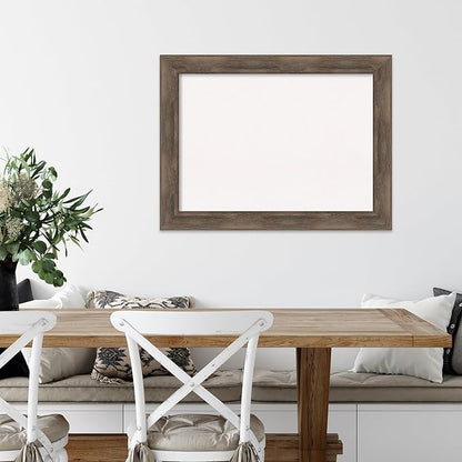 Amanti Art White Cork Board for Wall, 25x33 Vision Board with Brown Wood Frame, Medium Corkboard Office Decor for Home Organization, Rustic Farmhouse Corkboard Pinboard to display items for home