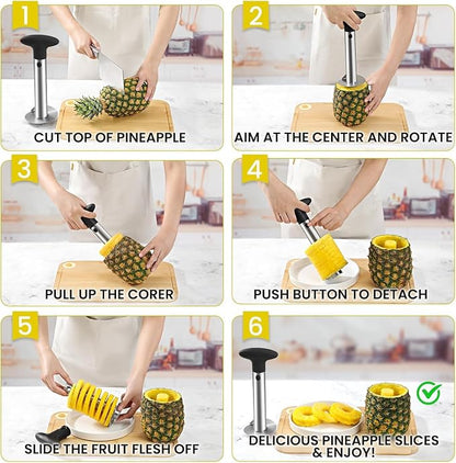ZAFNAH Pineapple Cutter and Corer Tool, Stainless Steel Pineapple Slicer Peeler, Easy Pineapple Core Remover Eye Removal Tool,ZAFNAH Pelador De Piña (PINEAPPLE CORER)