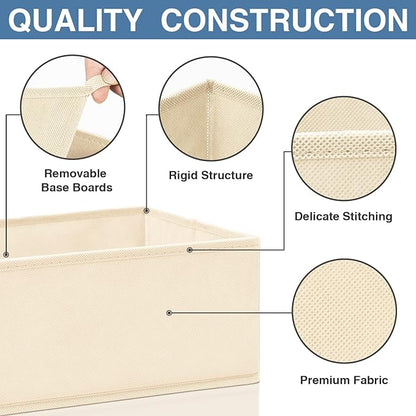 Criusia Drawer Organizer Clothes 12 Pack, Dresser Organizer for Nursery Bedroom Closet Organization and Storage - Baby Clothes Organizer Bins - Drawer Divider for Sock Underwear Bra Ties (Beige)