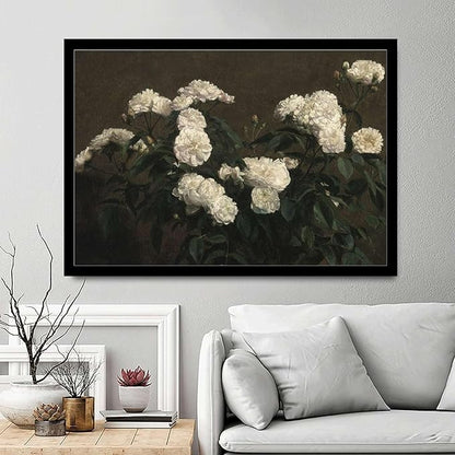 SENLYCH Wall Art Canvas Print Flower Painting French Country Decor Vintage Painting Antique Flower Print Vintage Flower Print Living Room and Bedroom Decoration 8x12inch Solid Wood Frame
