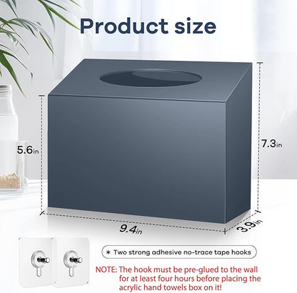 Acrylic Hand Towel Box Cover Compatible with Kleenex Disposable Hand Towels Wall-Mounted Paper Towel Dispenser Suitable for Tabletop, Bathroom, Car, and Office Use Valentine's Day Gifts (Grey)