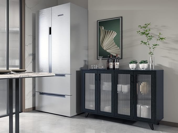 Panana Kitchen Buffet Server Table Accent Sideboard Cupboard Server Buffet Console Table with Doors Cabinet (49inch, Black)