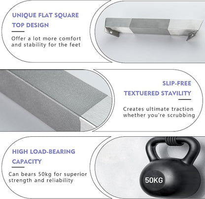 LIWEIKE Brushed Nickel Shower Foot Rest Bar Wall Mount Shower Stool for Shaving Legs Non-Slip Scrub Shower Foot Step Square Corner Shower Shaver Foot Rest