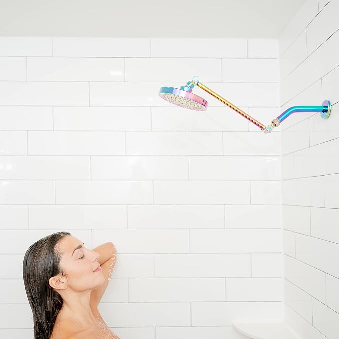 SparkPod Rain Shower Head, 6 Inch Round | High Pressure Shower Heads, 90 Nozzle (Touch-to-Clean), Adjustable Showerhead, No-tool Universal Connection