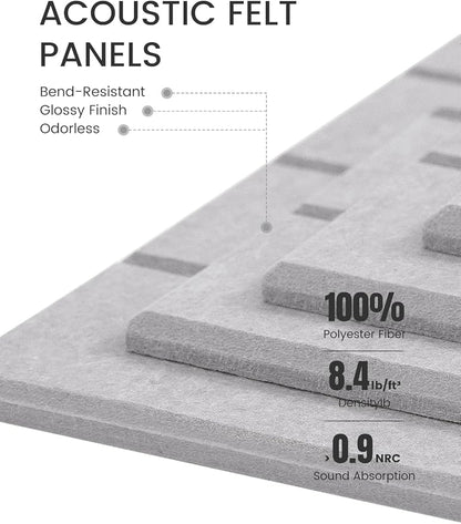 Fluxynara Felt Bulletin Board Tiles -28"x18" with 40 Adhesive Tabs, Cork Board Alternative for Office Decor, Push Pin Board Wall Organizer 6-Pack (Soft Gray)