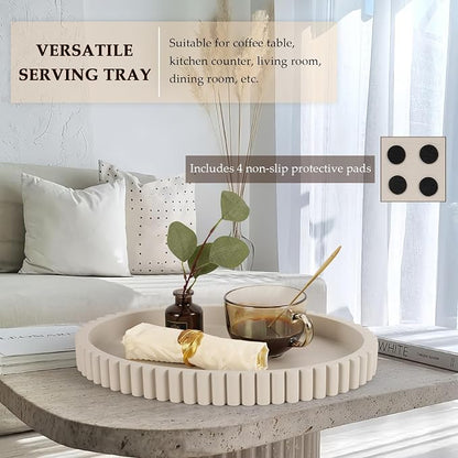 Oval Tray for Coffee Table Decor, 15" Concrete Tray, Table Centerpieces Decorative Trays for Home Decor, Modern Decorative Trays for Coffee Tables, Centerpiece Trays, Gray