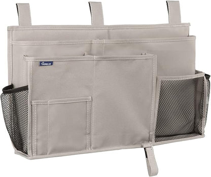 Surblue Bedside Caddy Hanging Bed Organizer Storage Bag Pocket for Bunk and Hospital Beds, College Dorm Rooms Baby Bed Rails,Camp (8 Pockets),Gray