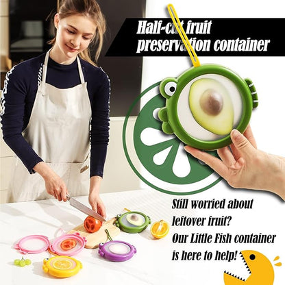 Onion Storage and Avocado Saver - 4-Piece Set Silicone Fruit Storage Box, Multifunctional and Perfect for Lemons, Cheese, Tomatoes, Potatoes, Garlic