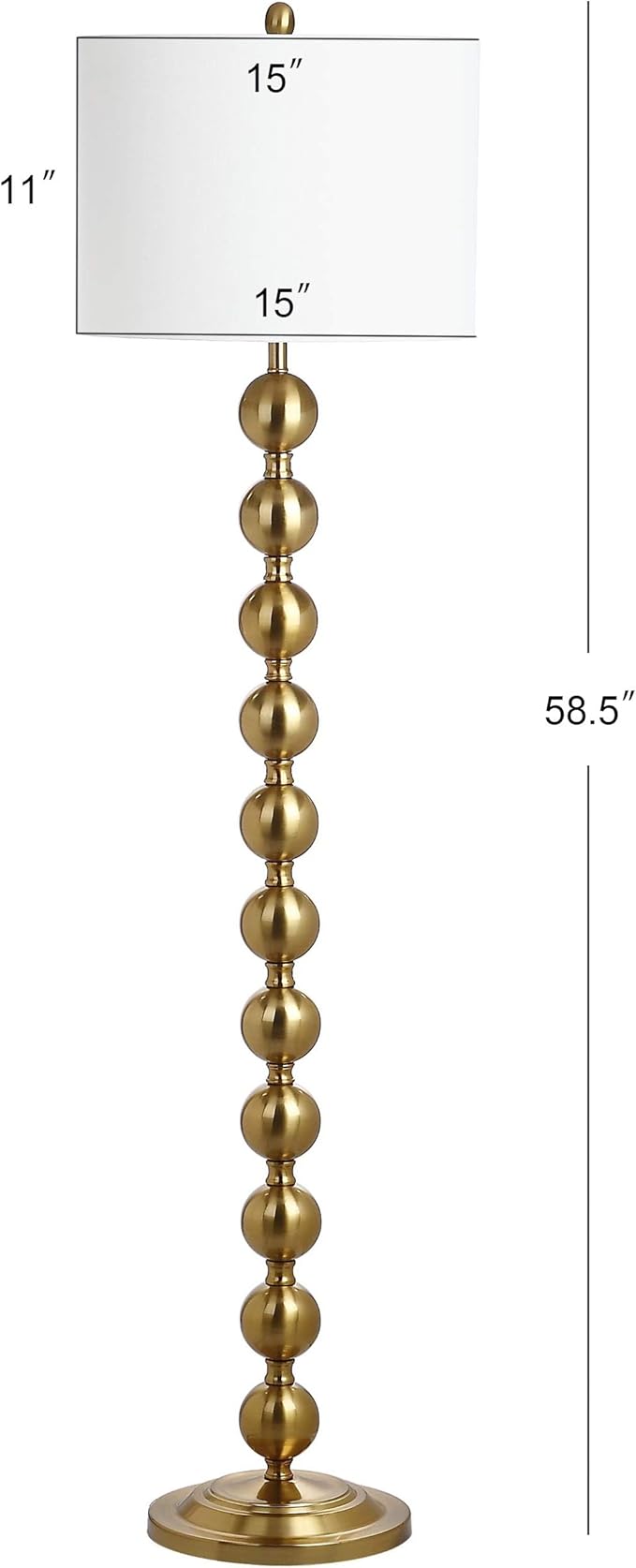 SAFAVIEH Lighting Collection Reflections Modern Farmhouse Stacked Ball Brass 59-inch Living Room Bedroom Home Office Standing Floor Lamp (LED Bulb Included)