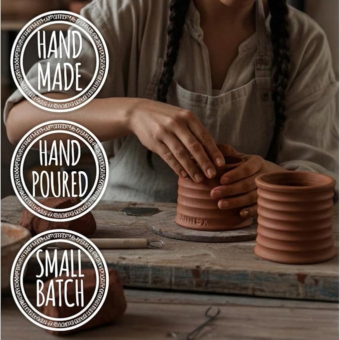 Annex Melon & Juniper Luxury Scented Candle - Handmade Ceramic Jar - 50hr Clean Burn, Non-Toxic Soy Wax - Aesthetic Home Decor Winter Gift for Men & Women - Botanical Crisp Scent