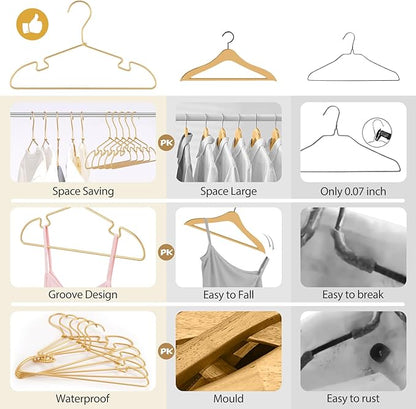 VWV Gold Aluminum Hanger, 30 Pack Baby Hanger，12.6 Inch Children Baby Hanger, Sturdy Metal Children Clothes Hanger for Wardrobe, Space-Saving Toddler Hanger