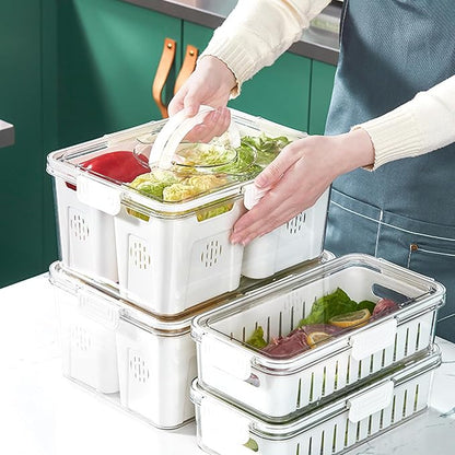 Refrigerator Organizer With Lids (3 Compartments), Fridge Storage, Fridge Organizers And Storage Clear, Fridge Organization, Storage Containers, Stackable With Lid Fridge Organizers