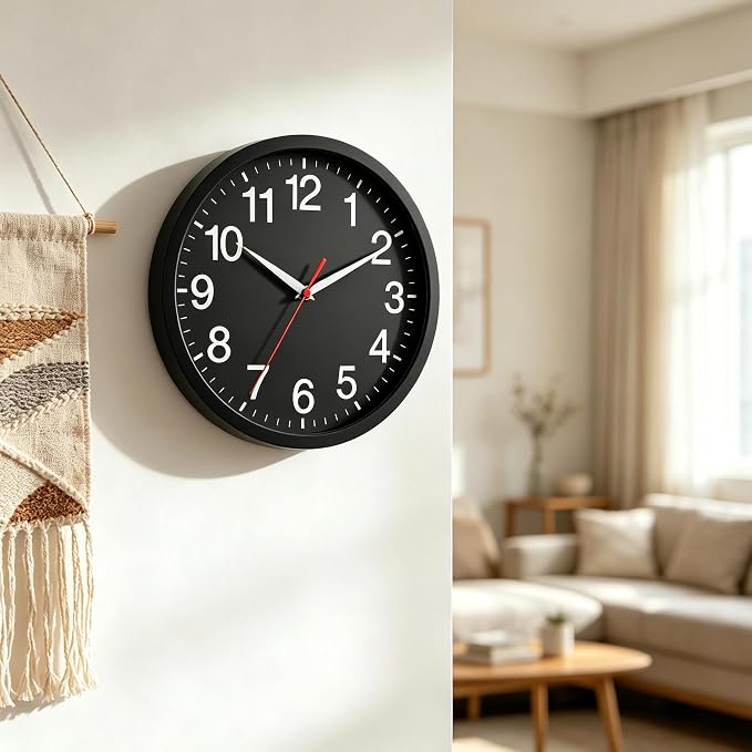 Rohioue Wall Clock Modern 8 Inch Battery Operated Silent Non Ticking Small Analog Clock Decorative for Bedroom Kitchen Bathroom Office Home