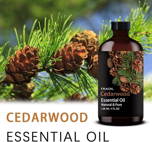 Cedarwood Essential Oil, Cedarwood Oil 4 Fl Oz 120ML for Diffuser Humidifier Yoga Cleaning DIY Candle Soap Making Essential Oils