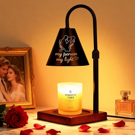 Modern Candle Warmer Lamp with Timer, My Person My Light, Couple Anniversary Valentines Day Gifts for Men Women, Adjustable&Dimmable Candle Lamp Warmer, Black Candle Warmer, Vintage Home Decor