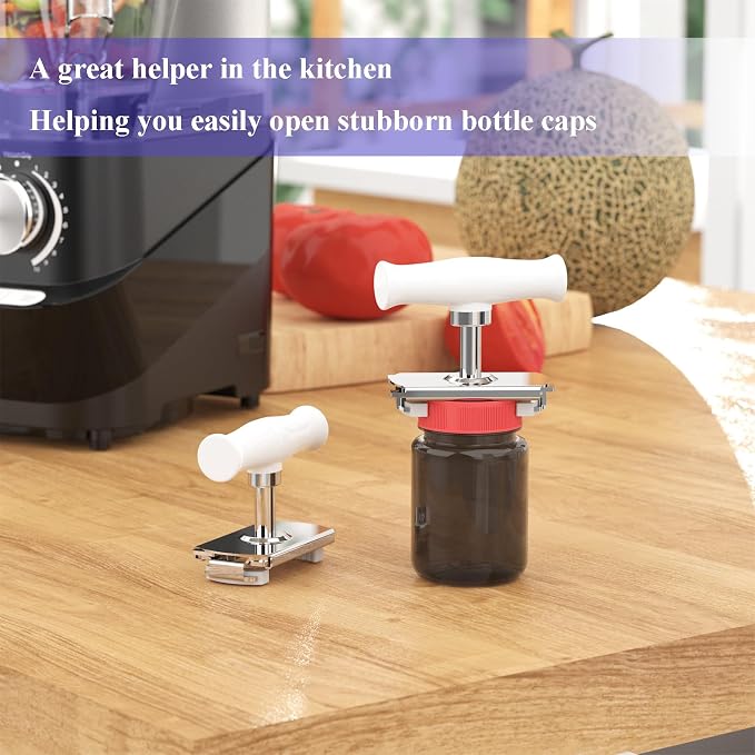 Jar Opener for Seniors with Arthritis & Weak Hands, Easy Twist Jar Openers, Adjustable Multifunctional Jar Lid Opener, Jar Bottle Cap Opener Gripper, Useful Gifts for Elderly/Women/Men (White)