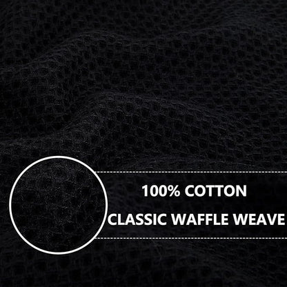 Homaxy 100% Cotton Waffle Weave Kitchen Dish Cloths, Ultra Soft Absorbent Quick Drying Dish Towels, 12 x 12 Inches, 18-Pack, Black