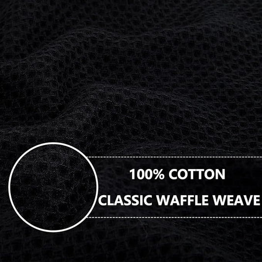 Homaxy 100% Cotton Waffle Weave Kitchen Dish Cloths, Ultra Soft Absorbent Quick Drying Dish Towels, 12 x 12 Inches, 18-Pack, Black