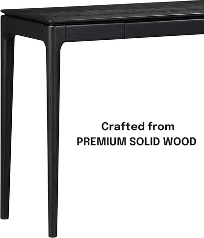NTC Mingle 47-Inch Console Table, Modern Solid Wood Entryway Table with Hidden Drawer, Waterproof & Heat Resistant, Narrow Table for Hallway, Living Room & Foyer, Burnt Black
