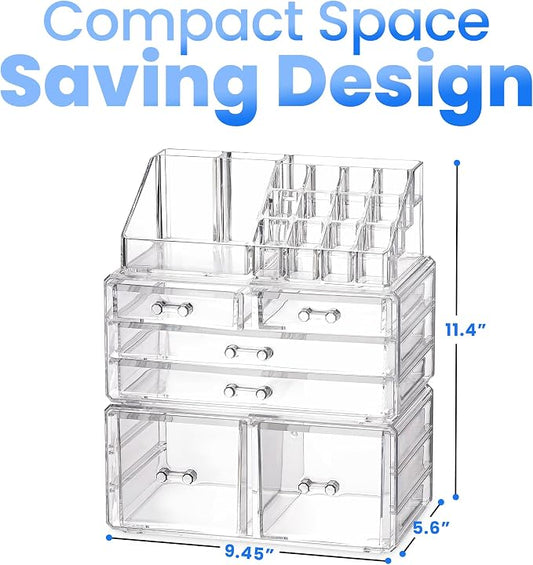 Masirs Clear Cosmetic Storage Organizer, Classy Design, Versatile, Simplifies Your Life