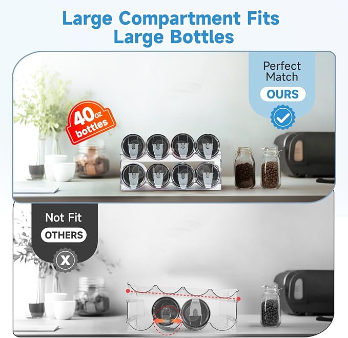 Amaoot Large Compartment Water Bottle Organizer,2 Tier Stackable Water Bottle Rack for Cabinet,Tumbler Storage Organizer for Kitchen,Fridge,Cabinet Organization and Storage