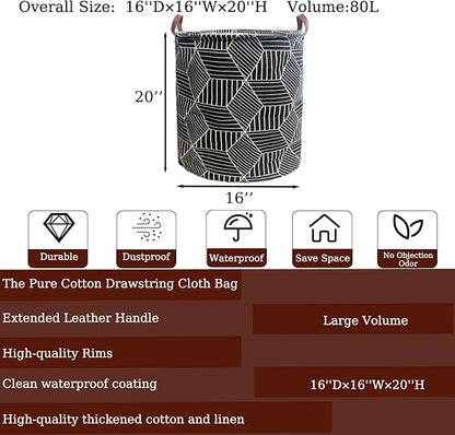 Waterproof Laundry Hamper Collapsible Laundry Basket Leather Handle Laundry Bag Large Clothes Storage Toy Organization for Bathroom Bedroom Laundryroom College Dorms (92-Satisfied laundry hampers)
