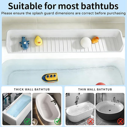 Splash Guard for Bathtub, Bathtub Splash Guard with Strong Suction Cups, Silicone Toy Tray Caddy Holder Storage Over Tub, Prevent Water Splashing in The Bathroom(2.62-FT)