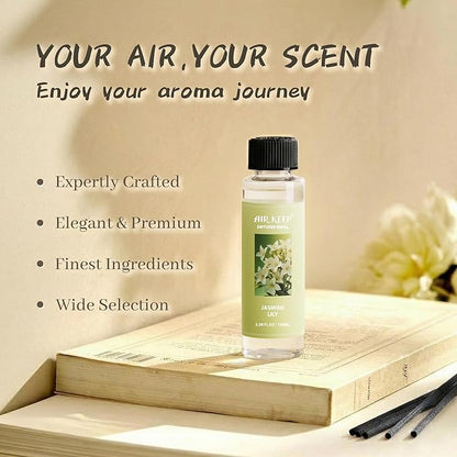 Airkeep Reed Diffuser Oil Refill/Jasmine Lily/3.38 oz / 1 Pack/Air Freshener & Aromatherapy Essential Oil Blend for Home Fragrance – Scented Refill Oil for Bathroom, Bedroom & Home Decor