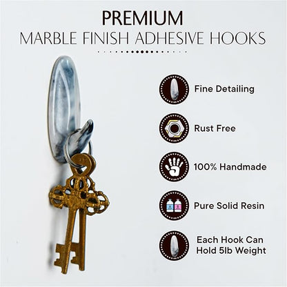 Indian Shelf Decorative Resin Adhesive Wall Hooks for Coats – 6 Hooks 12 Strips, Waterproof, Rustproof Towel Holder, No-Drill Hangers for Bathroom & Kitchen – Cute Key Holder for Walls