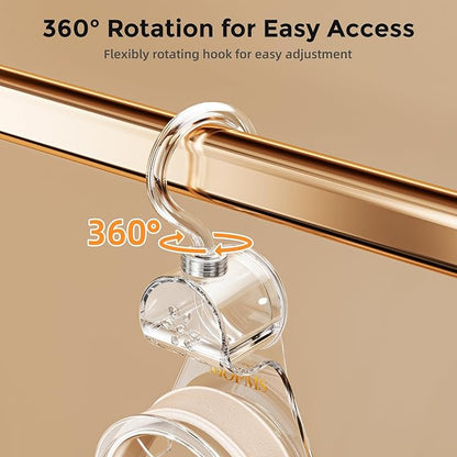 Crystal Clear Purse Hanger Closet 3-Piece Set, Luxury Bag Hanger for Closet with 360-Degree Rotation, Heavy-Duty ABS Purse Hooks Holder Handbag Organizer for Saving Space