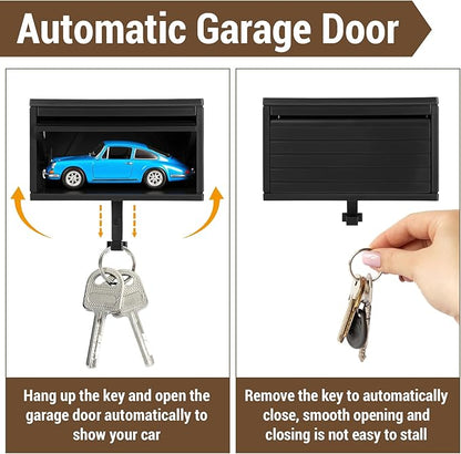 Car Garage Key Holder, Car Key Holder for Wall, Small Cars Garage Key Holders with Opening Door