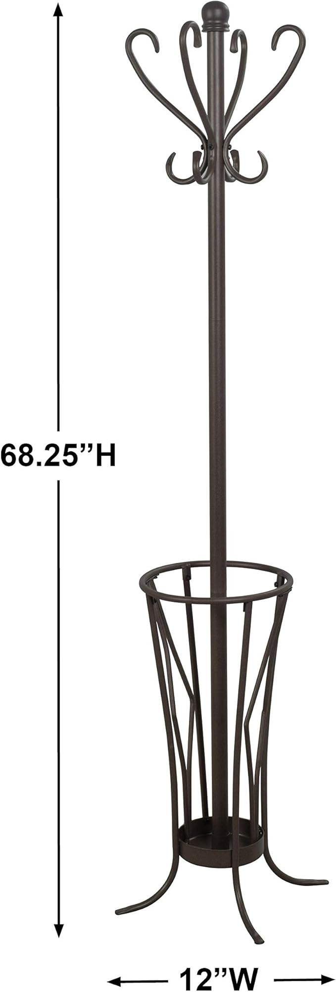Elegant Metal Coat Rack with Umbrella Stand (Antique Finish): Enhance Your Entryway with a Stylish Storage Solution | Sturdy Design and Functional Storage