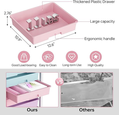 SYKIARIOL Rolling Storage Cart with Drawers,Utility Cart With 8 Drawers and Wooden Tabletop,Rolling Drawer Cart,Storage Drawer Cart for Living Room,Classroom,Bedroom,Bathroom,Dorm,Office, Ice Cream