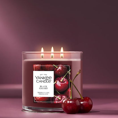 Yankee Candle Black Cherry, Scented Candle, 14.5oz 3-Wick Candle Jar with up to 40 Hours Burn Time