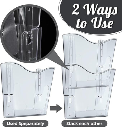 10 Pack Acrylic Wall Pocket File Holders Single Pocket Wall Mount File Organizer Hanging Mail Magazines Organizers for Office Home Classroom(Transparent Black)