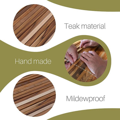 HTB Over Sink Dish Drying Rack 17.8'' x 16.1, Kitchen Teak Wood Roll Up for Dishes,Plates, Bowls, Wooden Cover Counter Space