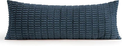 MIULEE Pack of 1 Blue Long Body Lumbar Decorative Throw Pillow Cover 14x36 Inch for Bed Couch Sofa Living Room Soft Boho Pillow Cover Modern Farmhouse Home Decor