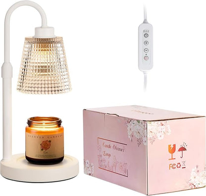 Innqoo White Candle Warmer Lamp with Timer, Dimmable Candle Warmer for Jar Candles, Height Adjustable Wax Melts Warmer, Birthday Gifts for Women Mom, House Warming Gifts New Home Decor
