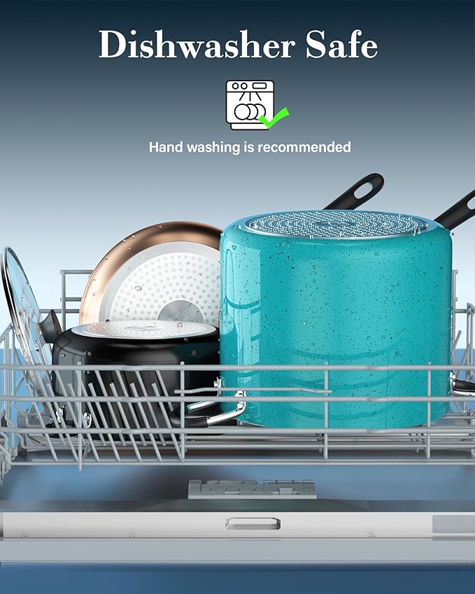 Cook N Home Professional 6 Quart Nonstick Stock Pot with Lid, Riveted Handles, Soup Pot for Holiday Feasts, Stockpot with Even Heating, Induction Cookware, Oven & Dishwasher Safe, Turquoise